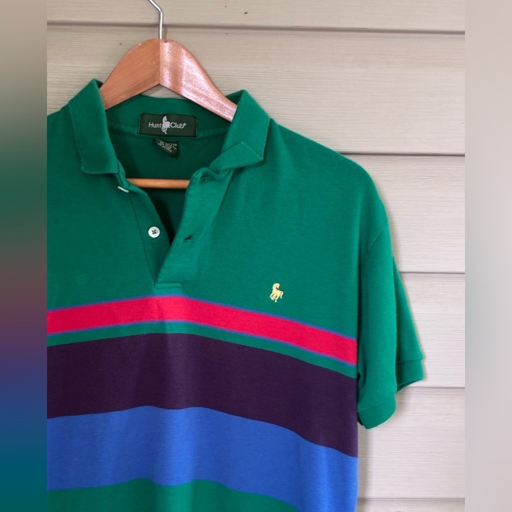 HUNT CLUB vintage 90s soft cotton men’s Polo Shirt golf resort retro preppy L